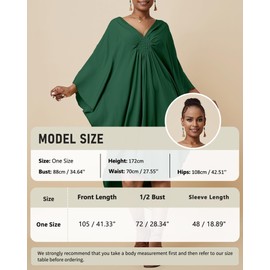 Bsubseach Short Caftans for Women Solid Color Kaftan Dresses Swimsuit Cover Up V Neck Beachwear Loungewear Deep Green