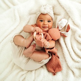 Mikito Baby Rabbit Cuddle Blanket - Muslin Comforter as Baby Gift for the Birth of Boys & Girls / Comforter / Cuddly Toy Baby