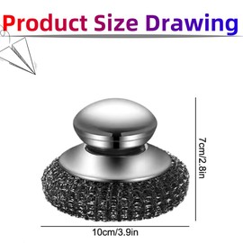 6PCS Stainless Steel Wire Scrubbers, Steel Wool Scrubbers with Handles for Washing Stubborn Debris Such as Cast Iron Pots, Grills, Stoves, Sinks (1 Scrubber +5 Scrubbers)