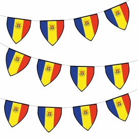 AK Giftshop Moldova Pennant Flag Bunting Birthday Wedding Events Decorations - 12pcs / 2.5m Ribbon