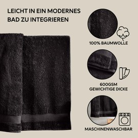 NEXT Home Egyptian Cotton Hand Towels - 100% Cotton Black 4 Pack Hand Towels