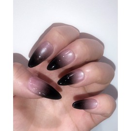 Blackpink two-tone magnet gra nail tips - Long Square / 블랙핑크 투톤 자석그라 네일팁 - 롱스퀘어