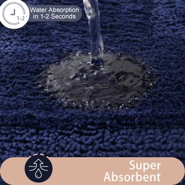 HOMORE Bathroom Runner Rug 24x60 Inch, Thick Soft and Absorbent Microfiber Bath Runner Rug, TPR Backing Non Slip Bath Mat, Washable Plush Bath Rug for Bathroom Floor Shower Tub Sink, Navy Blue