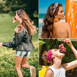 Dreshow Women's Boho Headband, Printed Headbands, Knots, Twisted Elastic Head Wrap, Cute Hair Accessories for Girls, 10 Pieces, Pack of 10 H floral print, Einheitsgröße