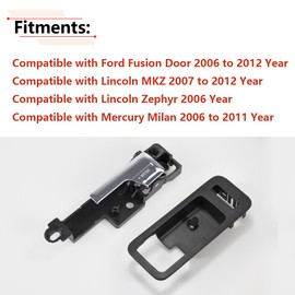 RLB-HILON Front Left Interior Door Handle with Handle Trim Bezel Compatible with Ford Fusion 2006 2007 2008 2009 2010 2011 2012 Year