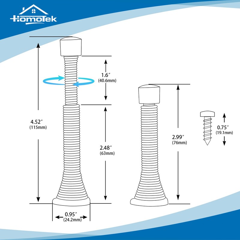 HOMOTEK 10 Pack Telescoping Spring Door Stoppers, Extended from 3-1/8