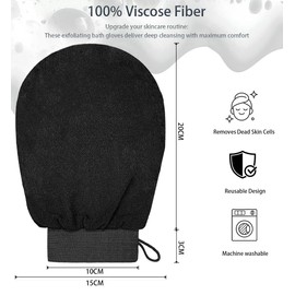 Exfoliating Gloves 3 Pack - Viscose Fiber Exfoliating Glove and Body Scrub Mitt - Dual-Sided Body Scrubber for Dead Skin Removal, Massage, Bath SPA- Body Exfoliator Mitt for Men and Women