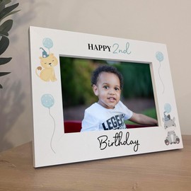 Red Ocean 2nd Birthday Gifts For Son Boys, White Wooden 7x5 Picture Frame, Second Birthday Gift For Child, Second Birthday Gifts, 2nd Birthday Gifts For Kids Children, Keepsake Photo Frame