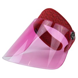 7.5 inch Long 100% UV Protection Sun Visor Ultraviolet Rays Titanium Silver Technique, Inflexible UV Protection Film, String Fastener and Film Cover Include, Sun Cap (ONE Size, 24-RED)