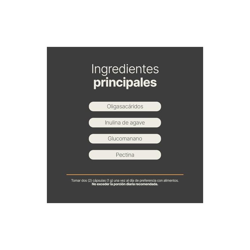 Prebióticos 240 Cápsulas 1000 Por Porción Inulina Glucomanano Pectina Apoyo