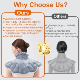 Microwave Heating Pad with Moist Heat, Weighted Microwavable Heated Neck Wrap Warmer (Gray)