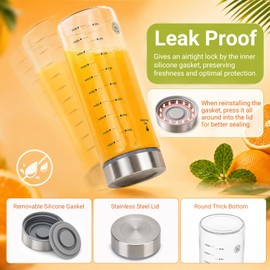 16oz Reusable Glass Juice Bottles with Lids, Wide Mouth, BPA-Free