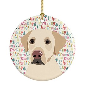 Caroline's Treasures WDK2197CO1 Labrador Retriever Yellow #3 Christmas Ceramic Ornament, 3 in, Multicolor