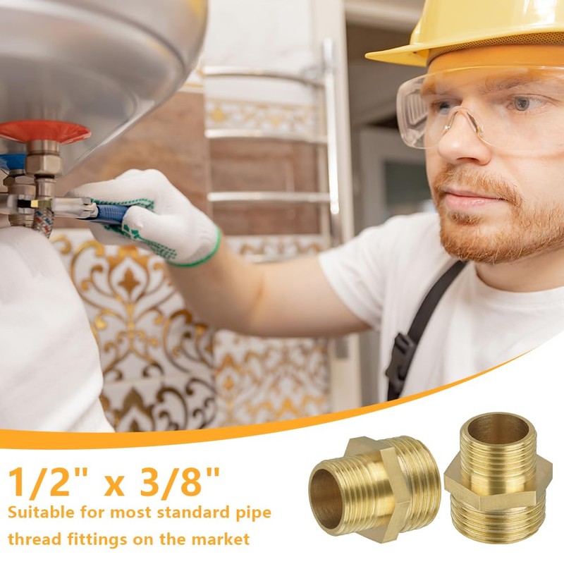Flintronic 4PCS Brass Tap Valve Connector, G3/8 Inch Brass Double