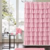 WestWeir Ruffle Shower Curtain,84-inches Extra Long,Pink Ruffled Bath Curtains for