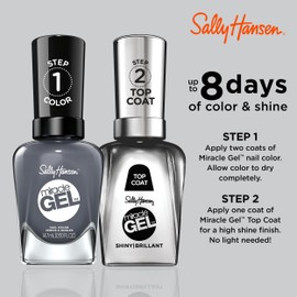 Sally Hansen Miracle Gel Salon Quality Nail Polish | Gel-Like Formula, Two-Step System, No UV Light Needed, Long Lasting | Opaque, Shiny | 809 Slate-R Girl | Dark Gray Nail Polish