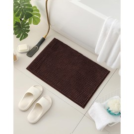 Pincy Chenille Non-slip Bath Mat - 40 x 60 cm Shaggy Microfiber Bathroom Mat - Fast Water Absorbent, Machine-washable Durable Floor Rug, Perfect for Tub, Bathroom, Room