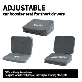 HOMBYS Adjustable Car Booster Seat for Short Drivers, 3 Heights for Different People, Adult Car Seat Cushions for Driving, Supportive Car Seat Pad for Lower Back Pain Reduce, (17"x13.8"x6.3", Grey)