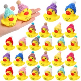 MiniInflat 12 Pcs Fathers Church Gifts Bulk Christian Rubber Ducks with Bible Verses and Knit Hats,Religious Inspirational Duck Toys for Family Men Church Teacher