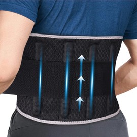 COMFORCE Back Brace for Lower Back Pain, Copper Lon Compression Back Support Belt with 6 Stays for Women & Men, Adjustable Lumbar Support for Lower Back Pain