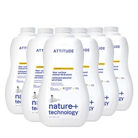 ATTITUDE Floor Surface Cleaner for Tile and Wood, EWG Verified, Streak-Free, Vegan and Cruelty-free Household Cleaning Products, Citrus Zest, 35.2 Fl Oz (Pack of 6)