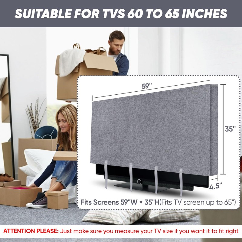 TV Cover for Moving & Packing 60"-65" Felt Flat Screens