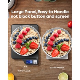 KUBEI Large 5kg/11lb Kitchen Scale with 0.1g/0.01oz High Precision, USB Rechargeable Food Scale, Stainless Steel Pan, with Tare Function,for Baking Cooking Coffee Package Postage