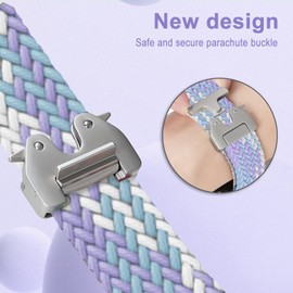 MiKoyi Nylon Bands Band for Garmin Fenix 8 43mm/Descent Mk3S/Descent Mk3Si/Garmin Fenix 7S Pro Solar/Fenix7S, 20mm Nylon Sport Strap for Fenix6S/6S Pro Stretchy Braided - Violet