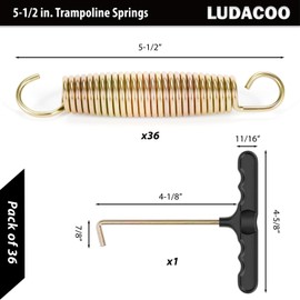 LUDACOO 5.5" Trampoline Springs, Heavy Duty Stainless Steel Trampoline Accessories with Swivel & Straight Hooks, Universal Trampoline Replacement Parts Includes T-Hook Tool, 48 Pack