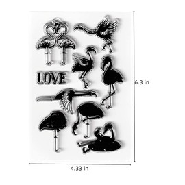 Flamingo Valentine's Day Clear Stamps,Love Swan Animals Pattern Transparent Seal Silicone Clear Stamps for Holiday Card Making Decoration and DIY Scrapbooking Album DIY Crafts