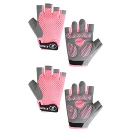 LOZTBUE 2 paia Guanti Sportivi per Bambini – guanti decorati per pattinaggio artistico, Guanti da Ciclismo a Mezze Dita,Rete Elastica, Adatti per Ciclismo, Pattinaggio a Rotelle e Altri Sport (Rosa)