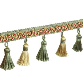 HedongHexi Tassel Fringe Trim 5.25 Yard x 2.56 Inches Luxury Handmade Beaded Tassel Fringing Trimmings for Curtain Sofa Dress Decor DIY Tassel Fabric Ribbon Trimming
