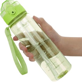 OLDLEY 17oz Kids Motivational Water Bottle, Leak-Proof Tritan BPA-Free, Reusable for School Girls & Boys, Silicone Straw, Parrott Green