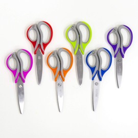 BAZIC Stainless Steel Scissors 5.75", Soft Grip Straight Handle, Sharp Scissor Blades, Cutting Paper Fabric Craft Sewing for School Student, 6-Pack