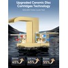 Cobbe Waterfall Bathroom Faucets 3 Hole, Brushed Gold Bathroom Sink