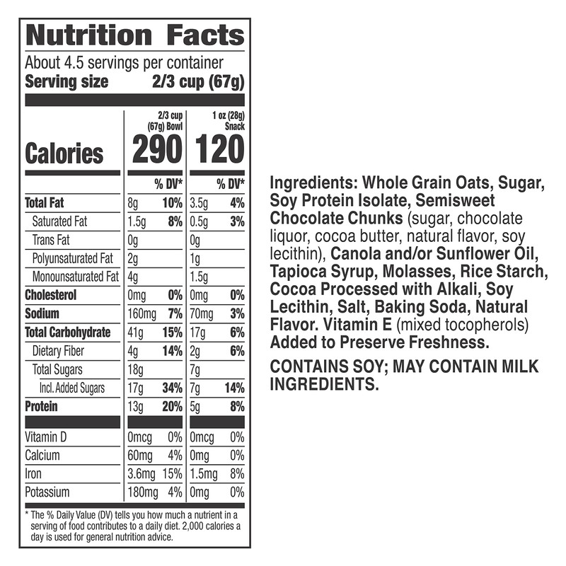 Nature Valley Protein Granola, Oats and Dark Chocolate Granola, Resealable