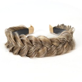 TOECWEGR Hairband Braided Hairpiece Messy Wide 2 Strands Fluffy Braids Wig with Tooth Women Headband Hair Bands