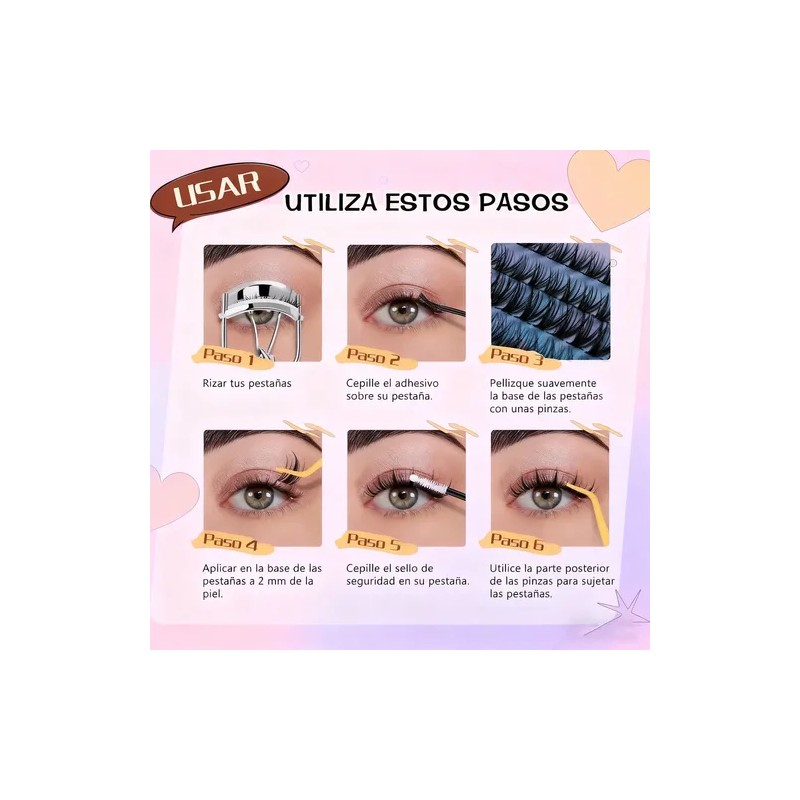 560pcs Kit Extensiones De Pestañas Negras - Efecto Natural