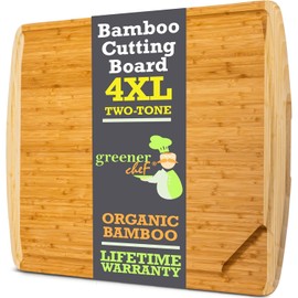 FSC® Certified 36 x 24 Inch Extra Large Bamboo Cutting Board with Lifetime Replacements – 4XL Butcher Block, Oversized Carving & Charcuterie Board, Stovetop Cover for Kitchen Counter Space