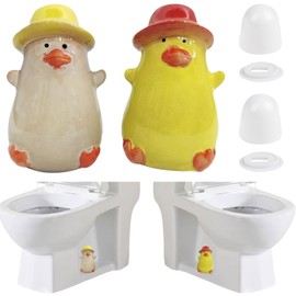 4 Pack Toilet Bolt Covers with 2 Pack Cute Duck Ceramic Toilet Bolt Caps and 2 Pack Universal Screw Covers Caps, Decorative Fun Bathroom Decor Replacement Parts