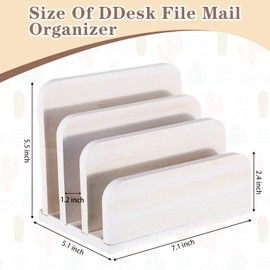 Briwooody Wooden Mail Holder 3 Slots Mail Organizer for Desk Wood File Paper Letter Sorter for Letter Envelope Filing Cell Phone Document Storage, Organizer Tray for Office and Home (White)