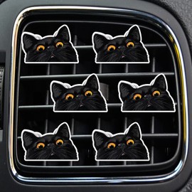 Black Cat Air Vent Clips, 6 Pcs Cute Black Bombay Kitten Cat Car Air Fresheners Vent Clips Funny Car Decoration Car Interior Decor Car Accessories for Women Men