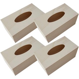 Alipis Box of 4 DIY Tissue Box Unfinished Tissue Box Unfinished Tissue Holder Tissue Paper Holder Wooden Tissue Box Craft Empty Box Cover Wooden Office Napkin