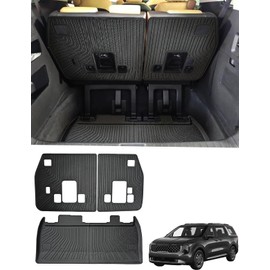 Marretoo Cargo Mats 2022 2023 2024 2025 for Kia Carnival 8 Seats Accessories Cargo Mat Seat Backrest 2 in1 Mat All-Weather TPE Black Trunk Cargo Liner for Kia Carniva Accessories (NOT for Hybrid)