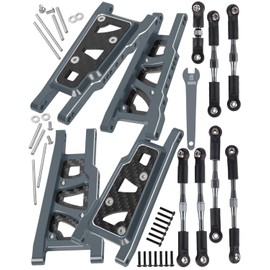 RCHuiWow RC A Arms & Turnbuckles Upgrades Part for 1/10 Slash 4x4 (VXL),Rustler 4x4 (VXL),Stampede 4x4 (VXL),Alloy Aluminum Front Rear Suspension Arms,Turnbuckles Camber Link,Titanium