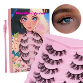 AKARA Natural Eyelashes, 7 Pairs, 3D False Eyelashes, Fake Lashes, Faux Mink False Eyelashes (3D-BN04)