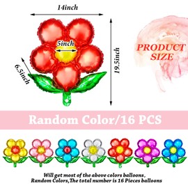 Skylety 16 Pieces Flower Foil Balloons 18 Inch Beautiful Floral Balloons Colorful Flower Shaped Balloons for Wedding Birthday Holiday Party Decorations, Random Color, Can't Float
