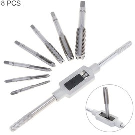 Kit Broca Machuelos Milimetrico Maneral Ajustable Roscador M3-M12 con Llave 8pzs