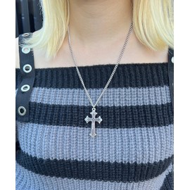 Wigo Figments Women's Big Cross Necklace, Accessory, Silver Access, Gift, F