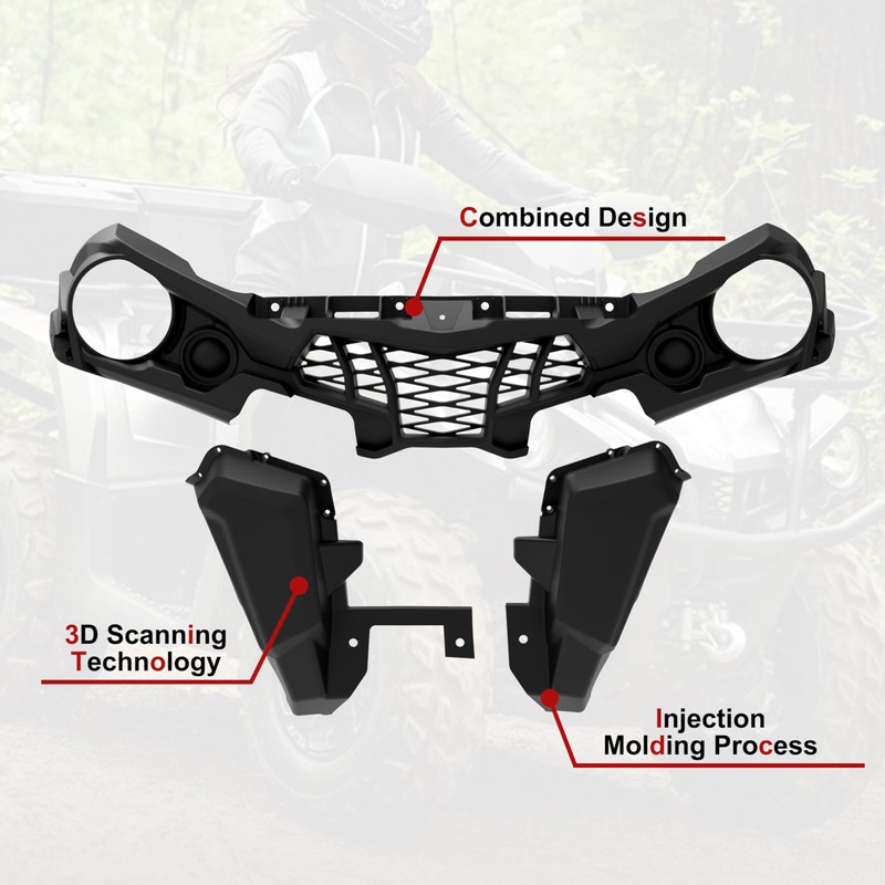 SAUTVS Front Fascia for Can-Am Outlander 450 570, Black Combination